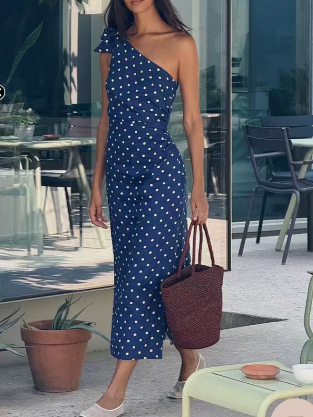BEST Kivari Lily Midi Dress Navy Polka Dot Vacation Beach Party AU10/US6